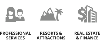 professional services - resorts and attractions - real estate and finance
